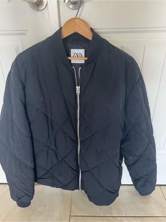Zara Other - Zara Black Quilted Jacket with Silver Zipper